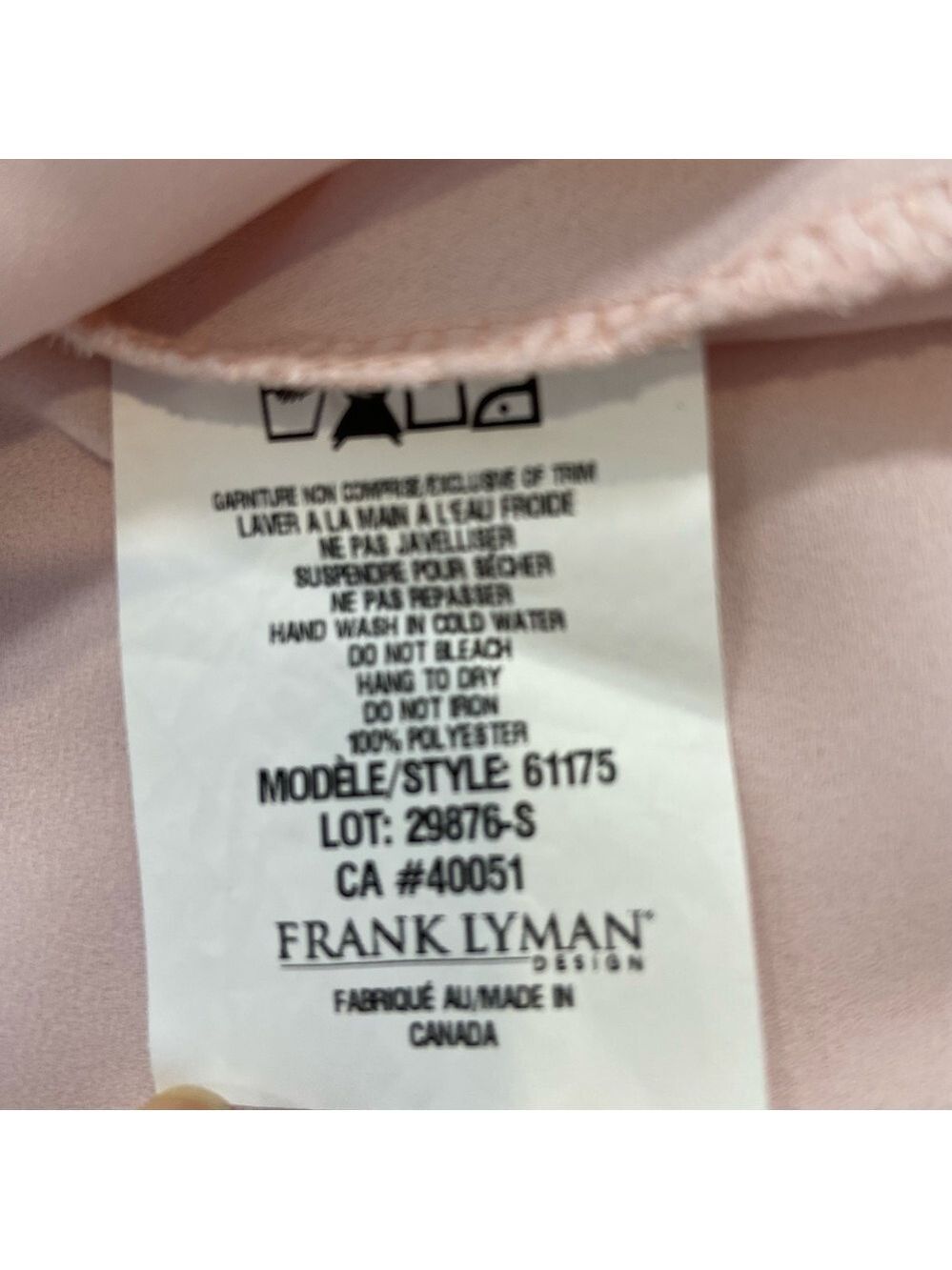 Frank Lyman Designer flowy chiffon top powder pink sleeveless V neckline size 2 - Picture 11 of 14